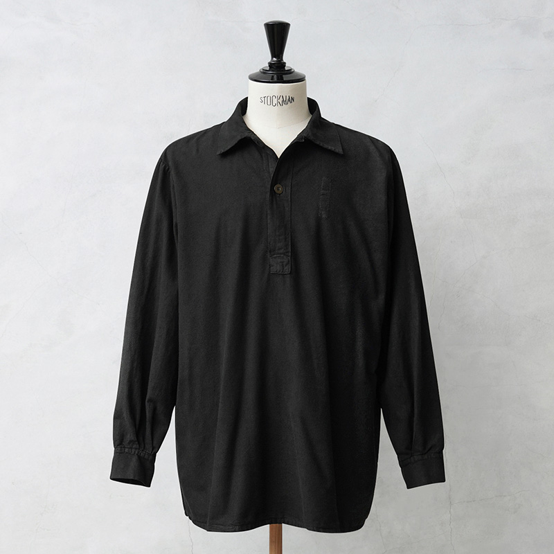実物 USED スウェーデン軍 M-55 プルオーバーシャツ スクエアカット BLACK染め