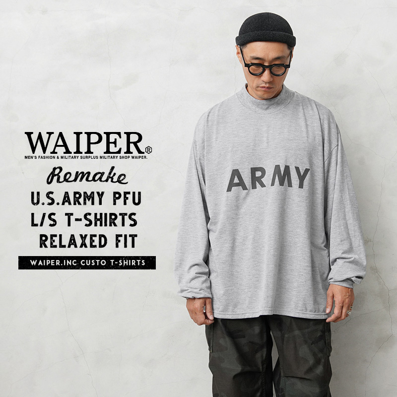 WAIPER.inc 実物 新品 デッドストック 米軍 リメイク PFU ARMY ロングスリーブTシャツ RELAXED FIT【T】