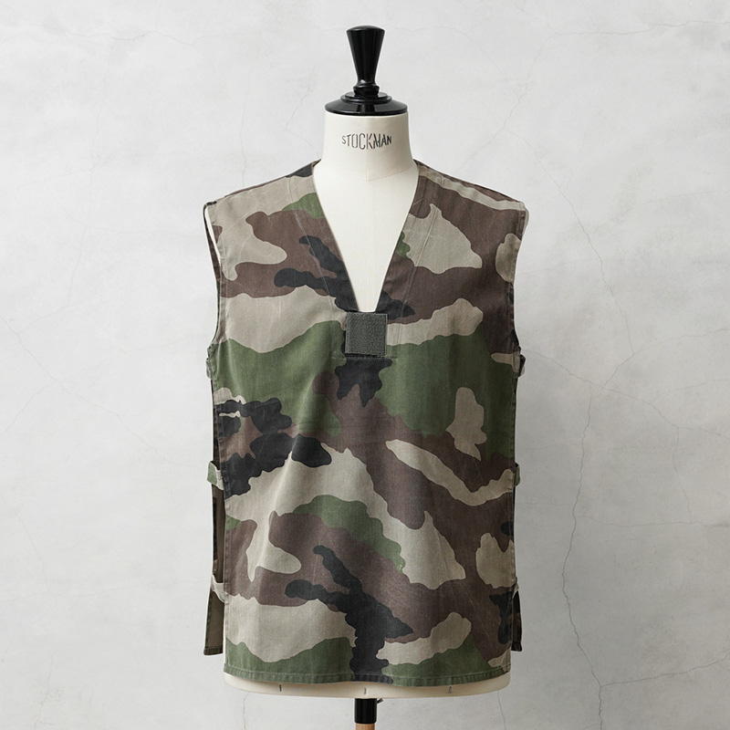 実物 USED フランス軍 HBT（ヘリンボーンツイル）GAO プルオーバー ベスト CCEカモ