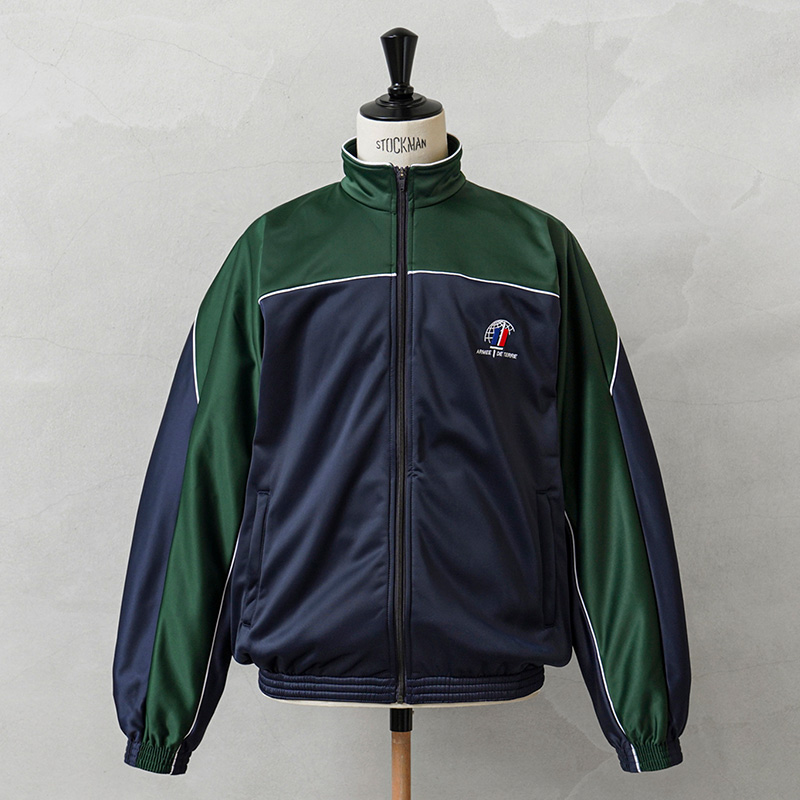 実物 新品 デッドストック フランス軍 ARMEE DE TERRE トレーニングジャケット グリーン×ネイビー バックプリントなし