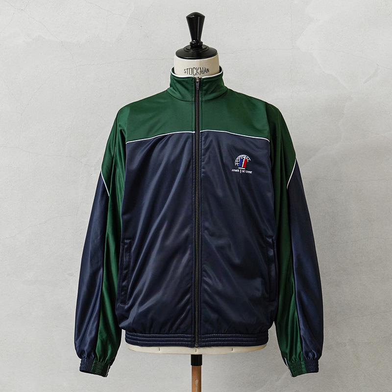 実物 USED フランス軍 ARMEE DE TERRE トレーニングジャケット グリーン×ネイビー バックプリントなし