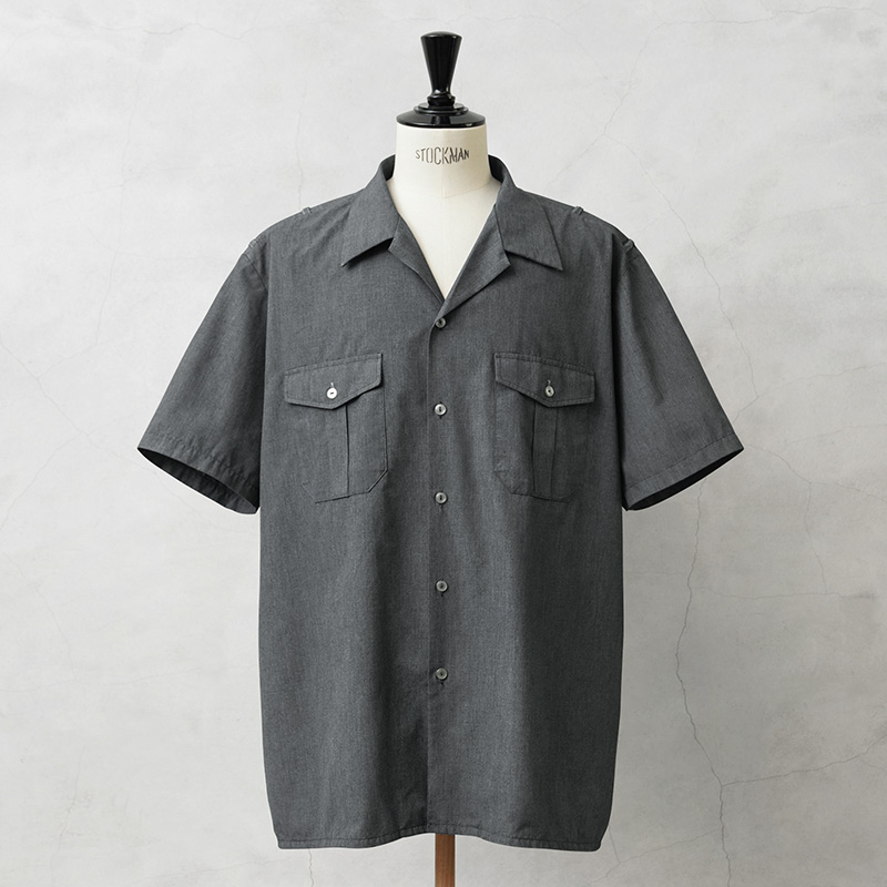 実物 新品 デッドストック フランス軍 MARINE NATIONALE ショートスリーブ シャツ GRAY染め / フランス海軍