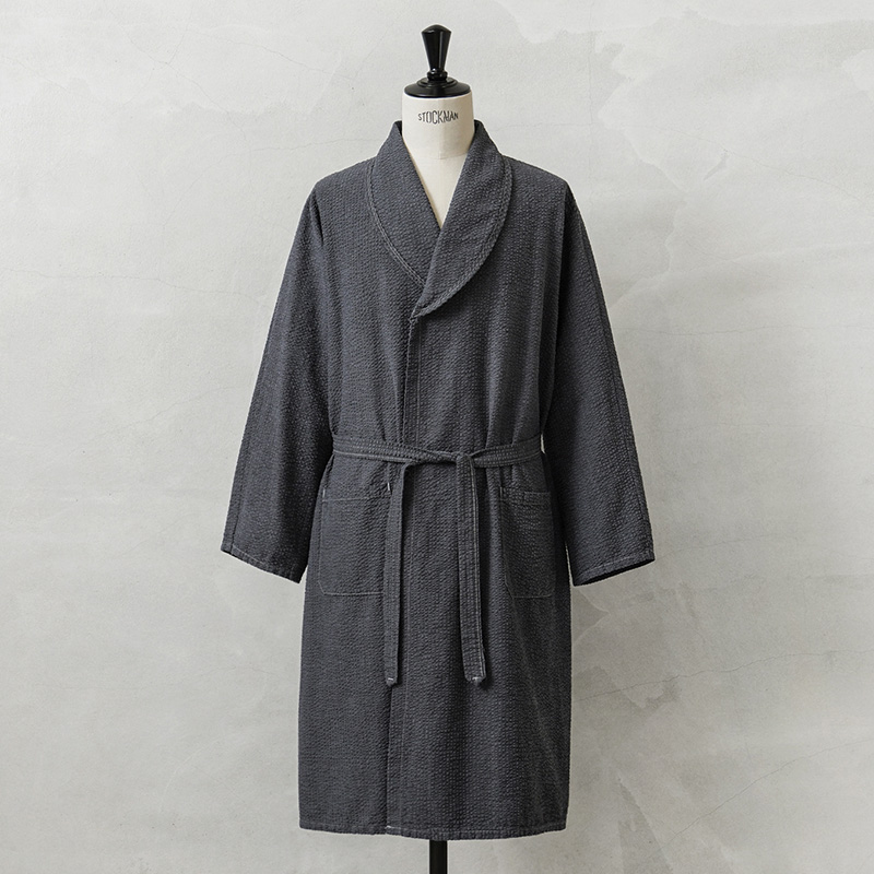Fashion Seal Healthcare社製 MEDICAL シアサッカー ショールカラー ローブ コート GRAY染め