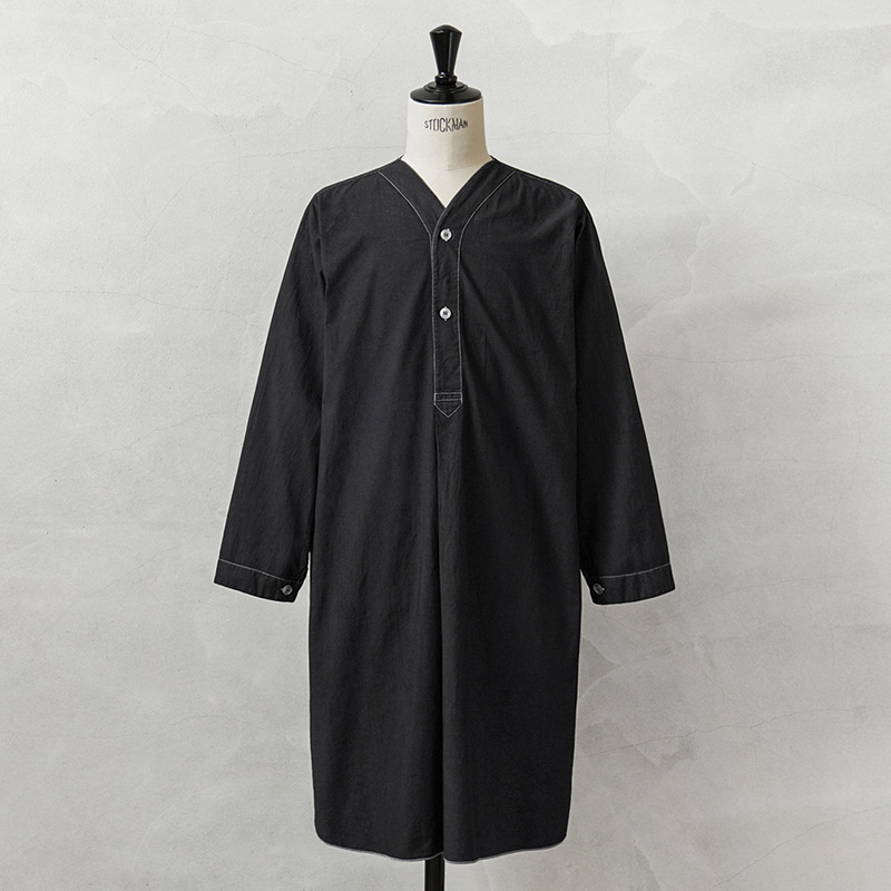 実物 USED オーストリア軍 Vネック ヘンリー グランパシャツ BLACK染め