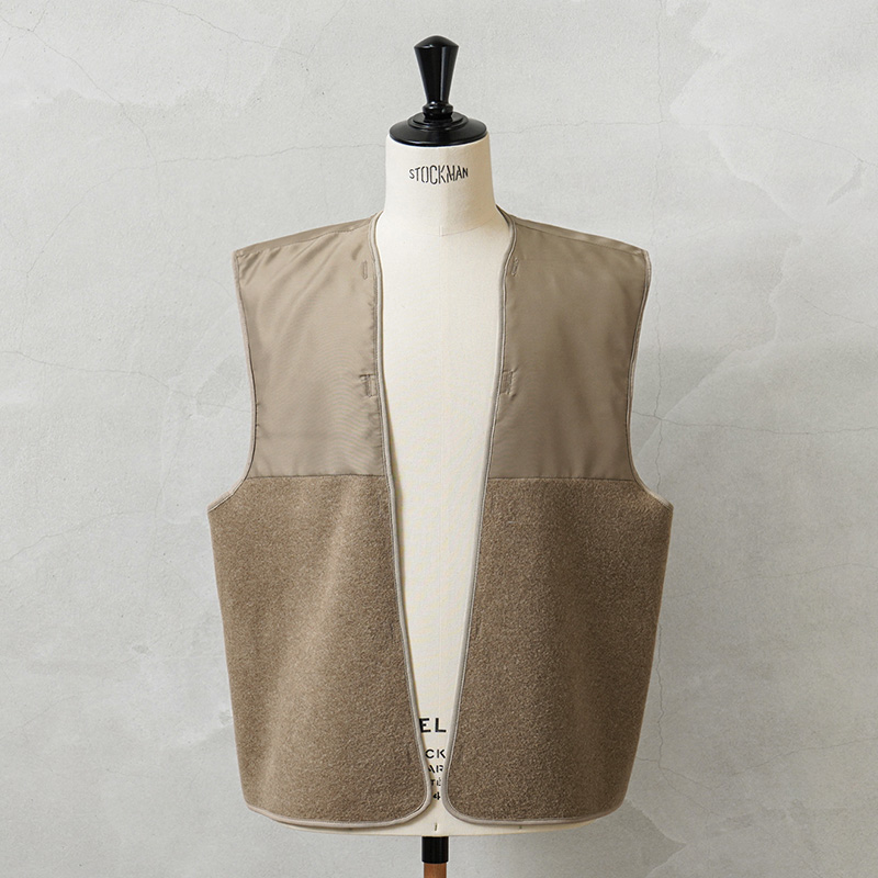 実物 新品 デッドストック オランダ軍 ヨーク切り替え ウールライナー ベスト ベージュ