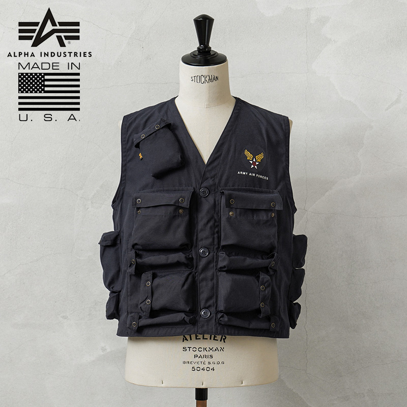 ALPHA アルファ デッドストック MADE IN USA C-1 サバイバル ベスト NAVY