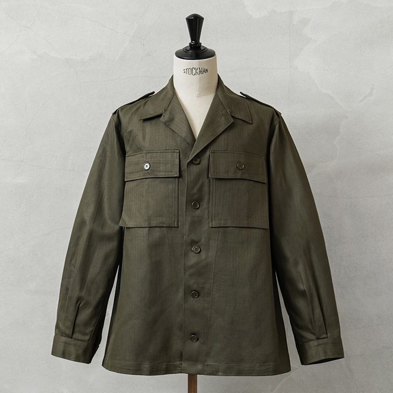 実物 新品 デッドストック オランダ軍 HBT（ヘリンボーンツイル）フィールド シャツ ジャケット ボタン袖