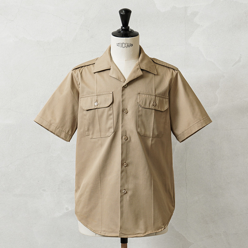 実物 USED 米軍 70～80’s ショートスリーブ チノシャツ TAN445