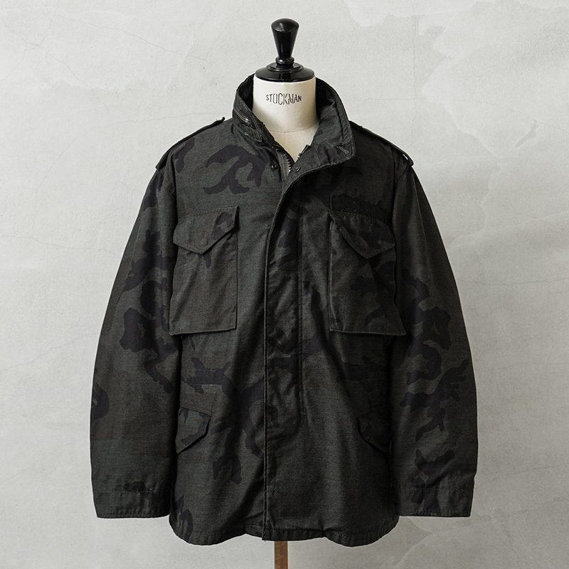実物 USED 米軍 M-65 フィールドジャケット WOODLAND CAMO BLACK染め