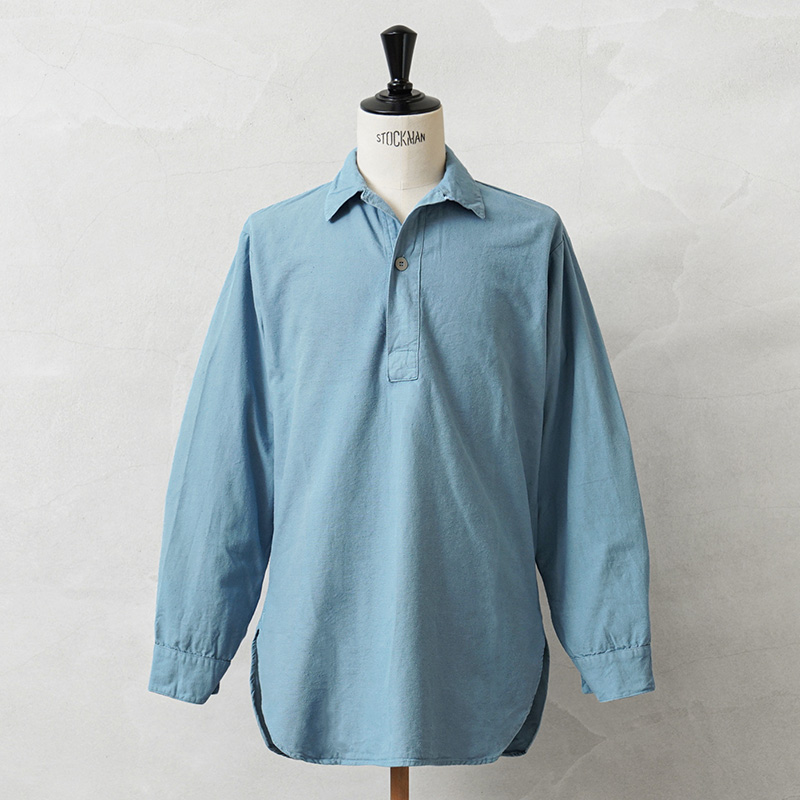 実物 USED スウェーデン軍 M-55 CIVIL DEFENSE プルオーバーシャツ サックスブルー