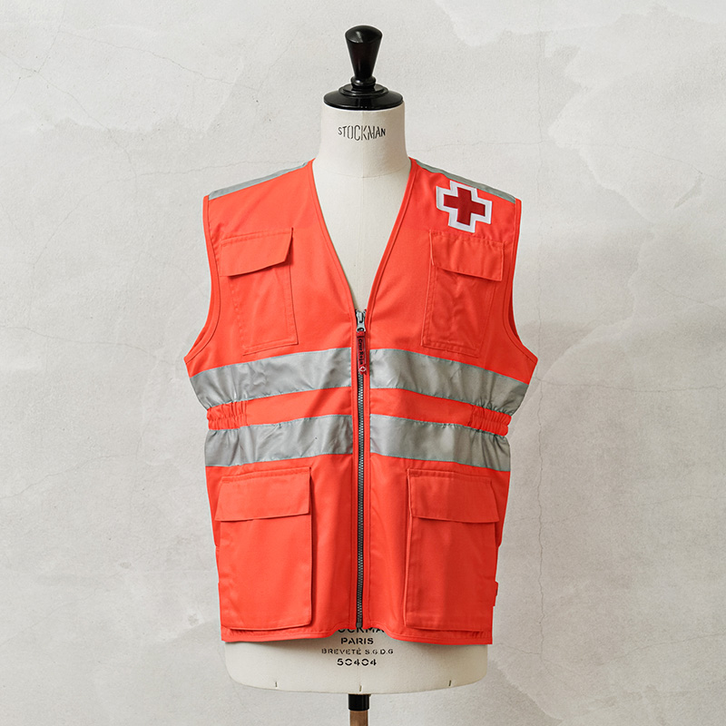 実物 新品 デッドストック スペイン 赤十字 レッドクロス ベスト オレンジ