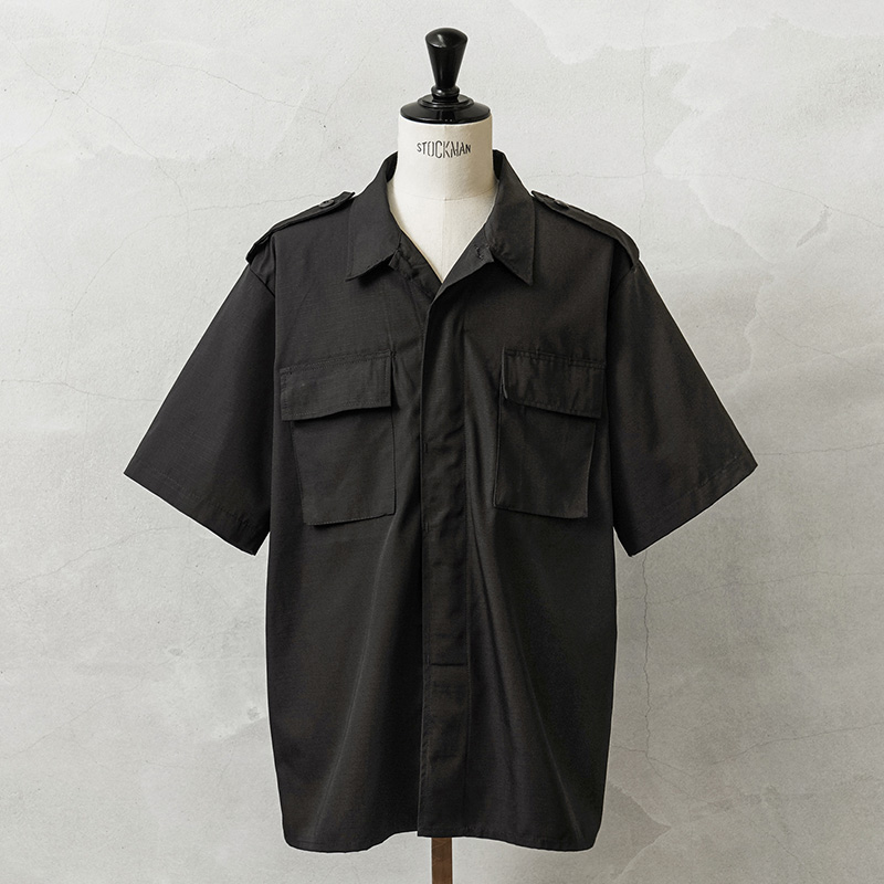 MADE IN USA 新品 デッドストック 米軍 リップストップ S/S シャツ BLACK
