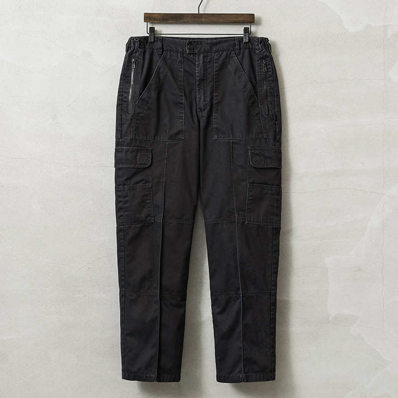 実物 USED イギリス警察 カーゴトラウザー ブラック ウエストゴム入り / カーゴパンツ