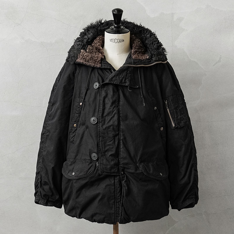 希少 実物 USED 米軍 N-3B フライトジャケット ブラックファー DEEP BLACK染め