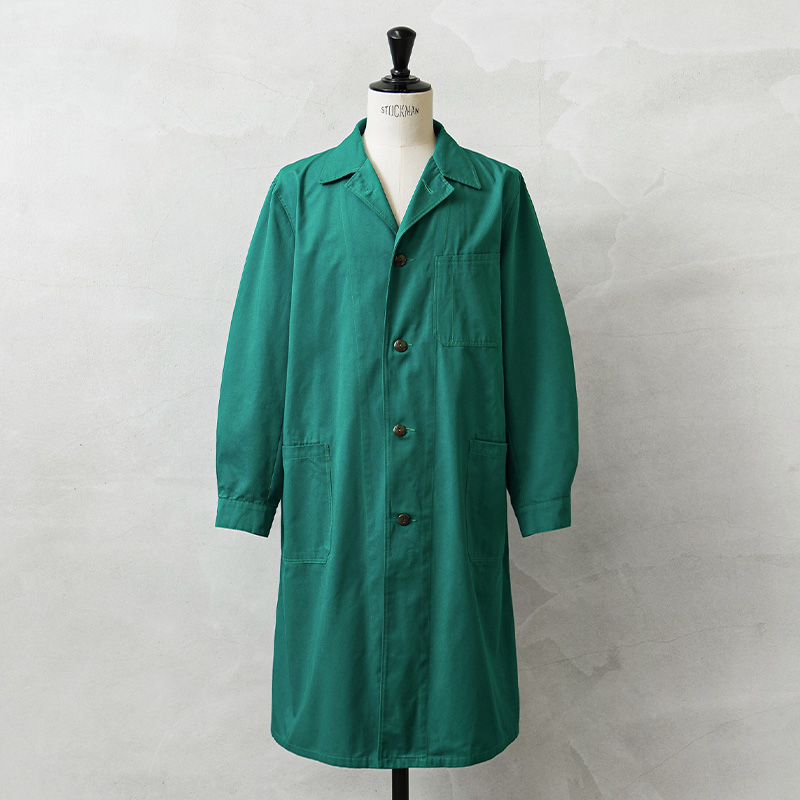 実物 USED オーストリア軍 CIVIL DEFENSE ショップコート TEAL GREEN / ワークコート
