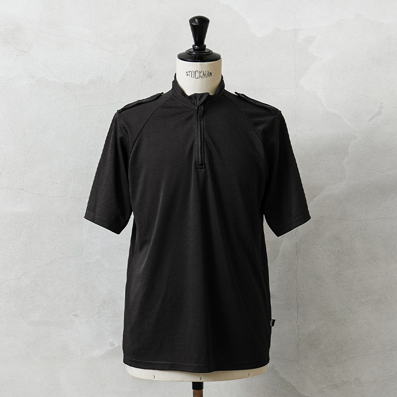 実物 USED イギリス警察 クールマックス BLACK POLICE ショートスリーブ ハーフジップ シャツ 刺繍なし【#1】