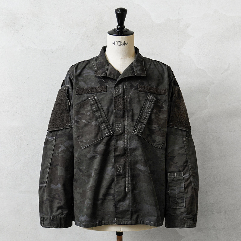実物 USED 米軍 COMBAT ジャケット OCP スコーピオンW2 コットンナイロン BLACK染め