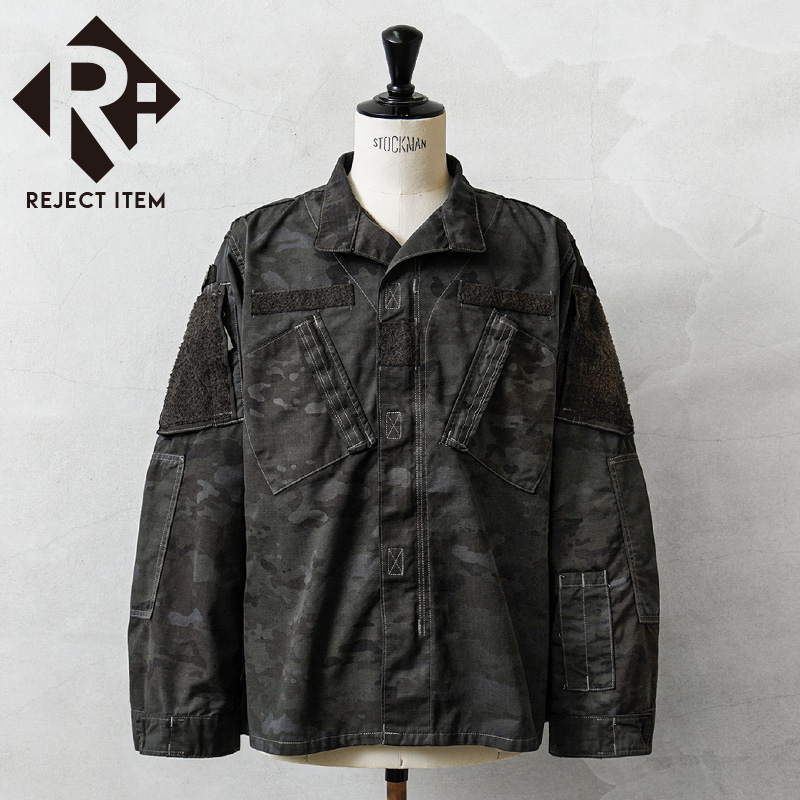 リジェクト 訳あり品 実物 USED 米軍 COMBAT ジャケット OCP スコーピオンW2 コットンナイロン BLACK染め