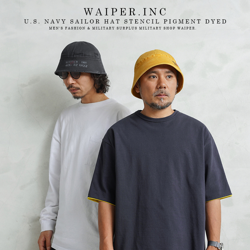 WAIPER.inc 米軍 U.S.NAVY セーラーハット STENCIL PIGMENT DYED【WP1117】【T】