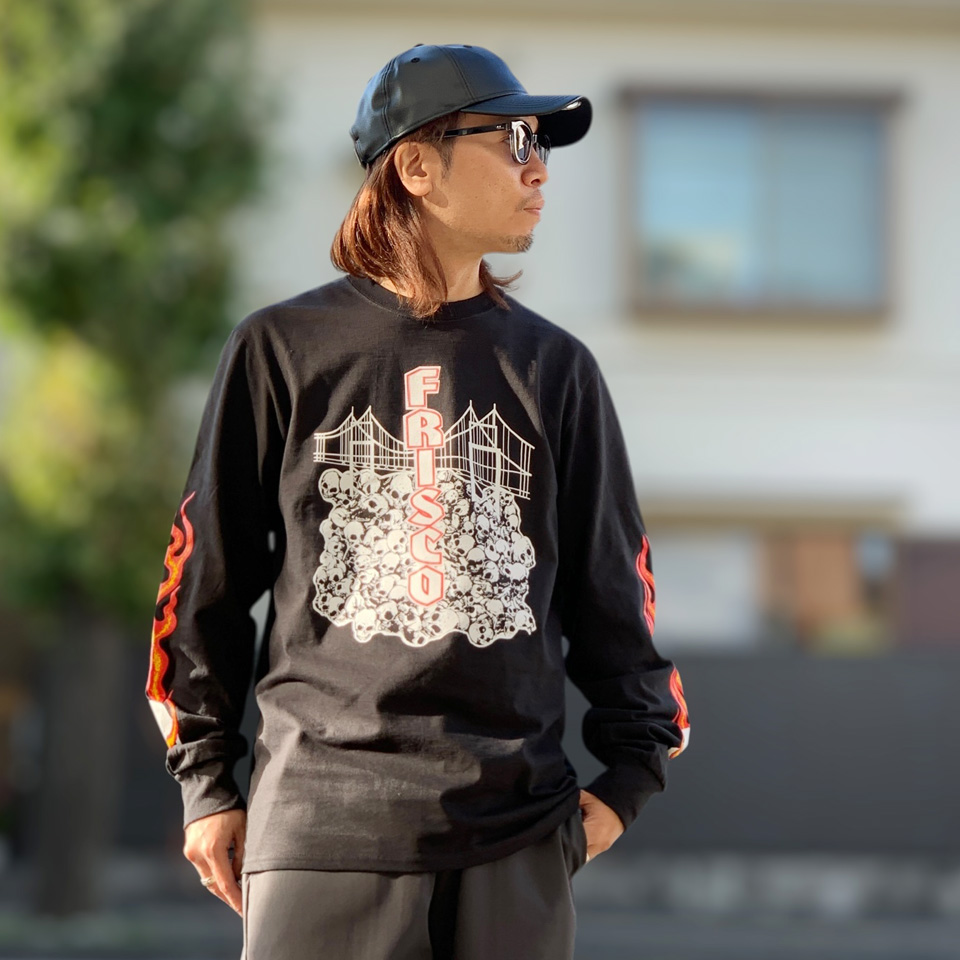 415CLOTHING ロンT Tシャツ SKULL&BRIDGE LS TEE ブラック 黒 BLACK