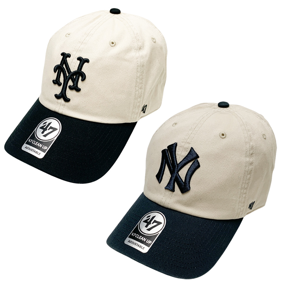 '47 フォーティーセブン ローキャップ 帽子 CLEAN UP CAP 2TONE YANKEES ヤンキース METS メッツ ナチュラル NATURAL