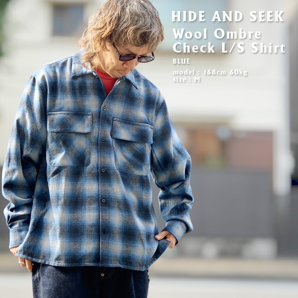 HIDE AND SEEK ハイドアンドシーク WOOL OMBRE CHECK L/S SHIRT (HS-100626)