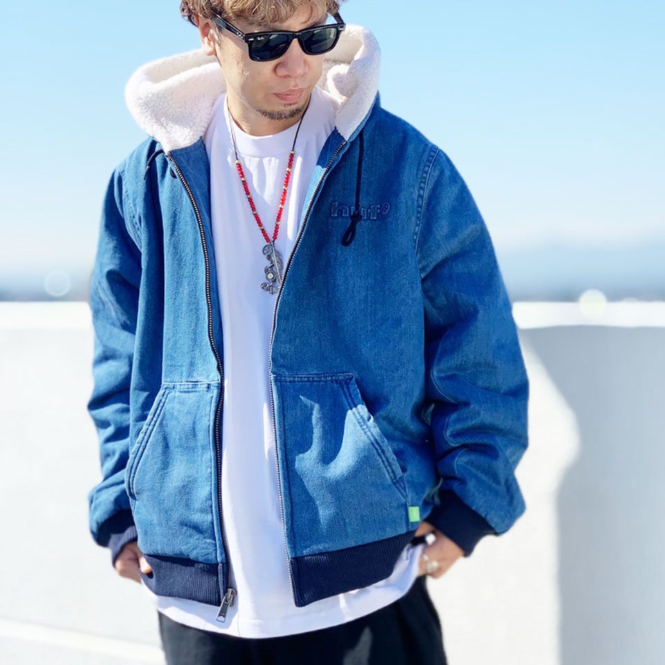 ハフ HUF デニムジャケット デニムパーカー COLTON HOODED ZIP JACKET アウター インディゴブルー INDIGO BLUE