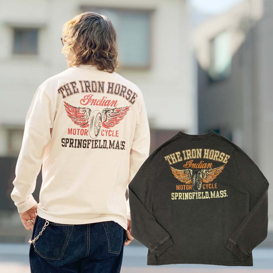 全2色 INDIAN MOTORCYCLE インディアンモーターサイクル PIGMENT FLYING WHEEL L/S Tee (IM69792)