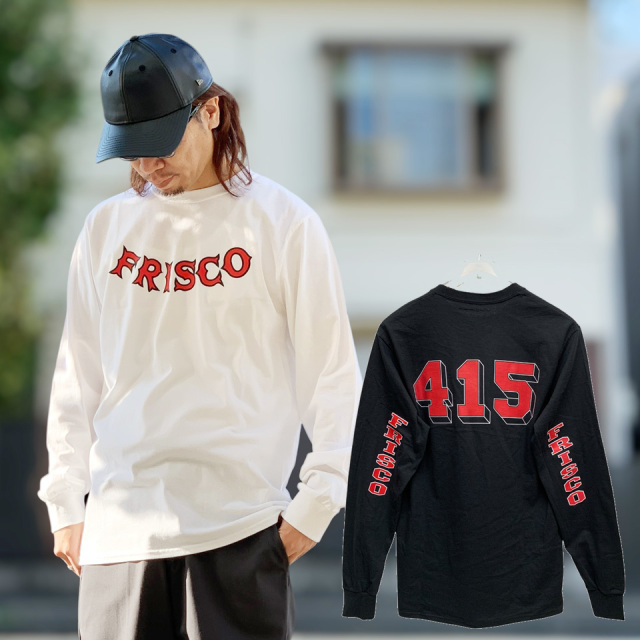 415CLOTHING ロンT Tシャツ FRISCO 415 LS TEE ホワイト 白 WHITE ブラック 黒 BLACK