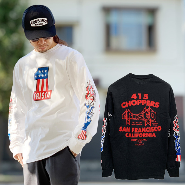 415CLOTHING ロンT Tシャツ FRISCO #1 LS TEE ホワイト 白 WHITE ブラック 黒 BLACK