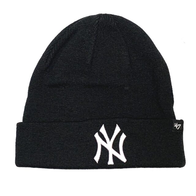 '47 フォーティーセブン ビーニー RAISED CUFF KNIT BEANIE - NY YANKEES ニット帽 ニットキャップ 帽子 ヤンキース ブラック 黒 BLACK