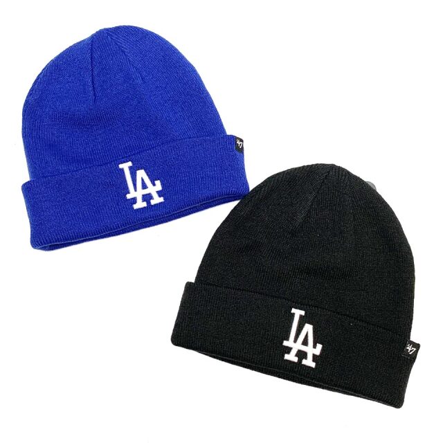 '47 フォーティーセブン ビーニー RAISED CUFF KNIT BEANIE - LA DODGERS ニット帽 ニットキャップ 帽子 ドジャース ブラック ロイヤルブルー 黒 青 BLACK ROYAL