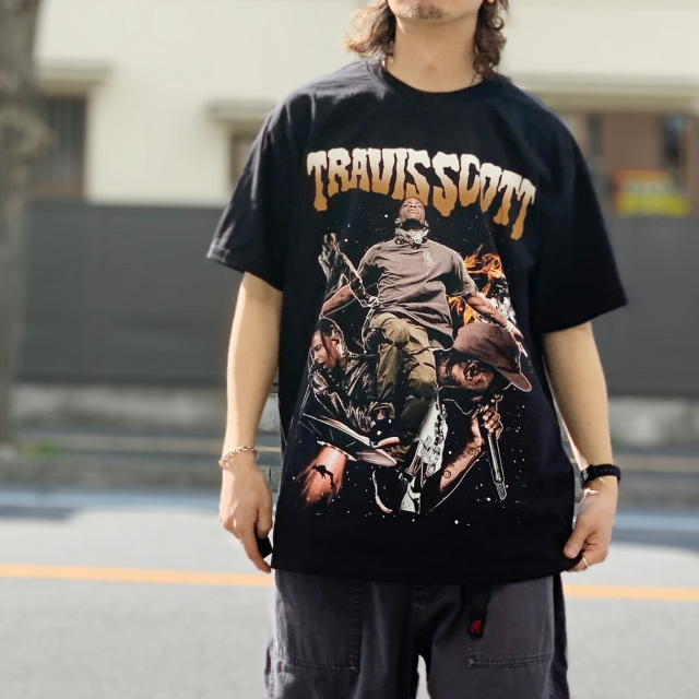 トラヴィススコット TRAVIS SCOTT S/S Tee ラップTシャツ アーティストTシャツ オフィシャル ブラック 黒 BLACK