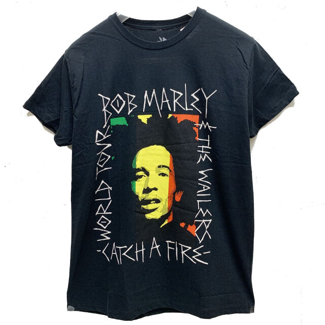 ボブマーリー BOB MARLEY RASTA CATCH A FIRE WORLD TOUR S/S Tee アーティストTシャツ オフィシャル REGGAE レゲエ ブラック 黒 BLACK