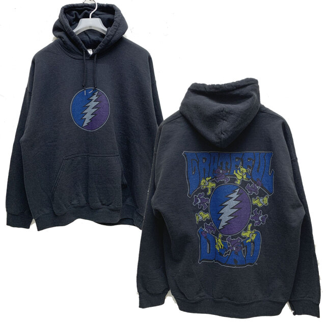 グレイトフルデッド GRATEFUL DEAD パーカー フーディー INAZUMA HOODIE ビンテージ加工 ブラック 黒 BLACK