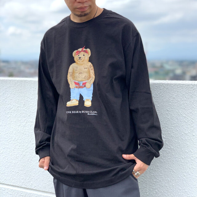 全2色 BUSH CLAN ブッシュクラン ロンT Tシャツ FUNK BEAR 2PAC L/S Tee ファンクベア ホワイト ブラック WHITE BLACK 白 黒