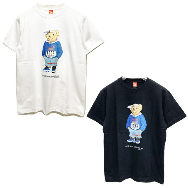 全2色 ブッシュクラン BUSH CLAN Tシャツ FUNK BEAR 90's BEAR S/S Tee ファンクベア クマ ホワイト 白 WHITE ブラック 黒 BLACK