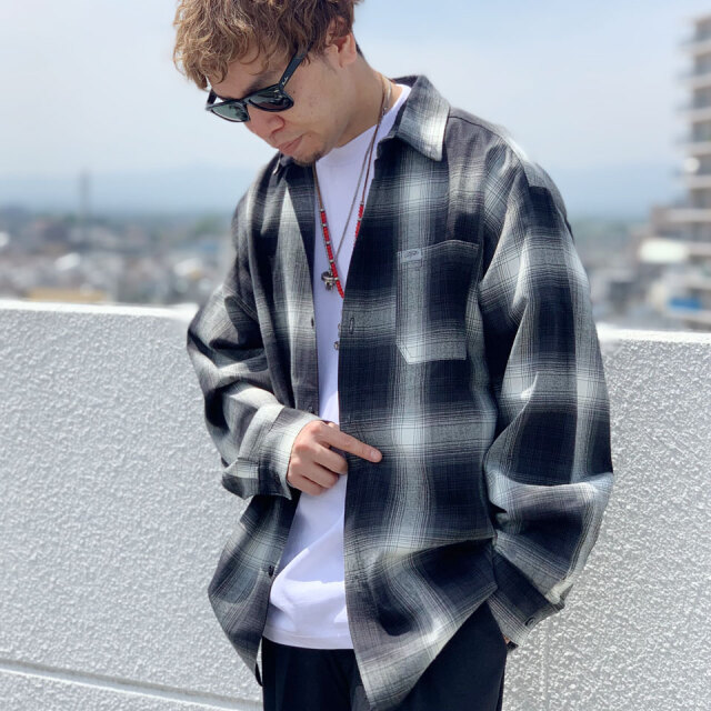 送料無料 全8色 CALTOP キャルトップ カルトップ チェックシャツ OMBRE CHECK L/S SHIRT ブラック レッド ブルー ブラウン グレー