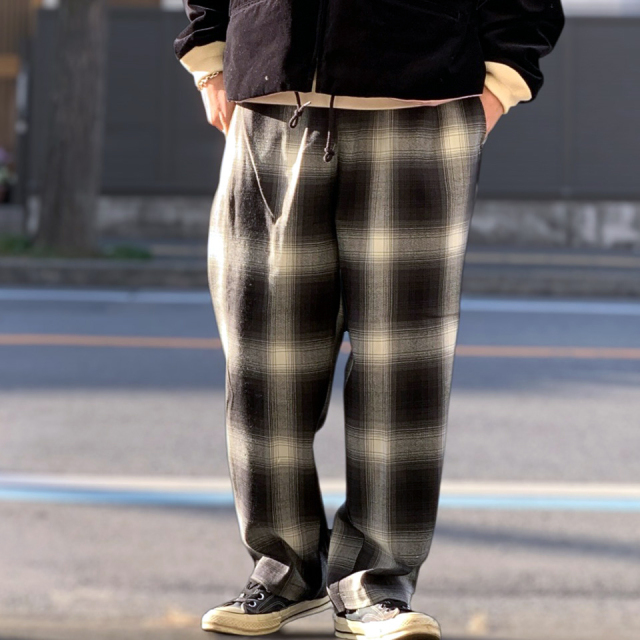 キャルトップ CALTOP USA カルトップ 別注イージーパンツ OMBRE CHECK EASY PANTS オンブレチェック BLACK/IVORY ブラック アイボリー