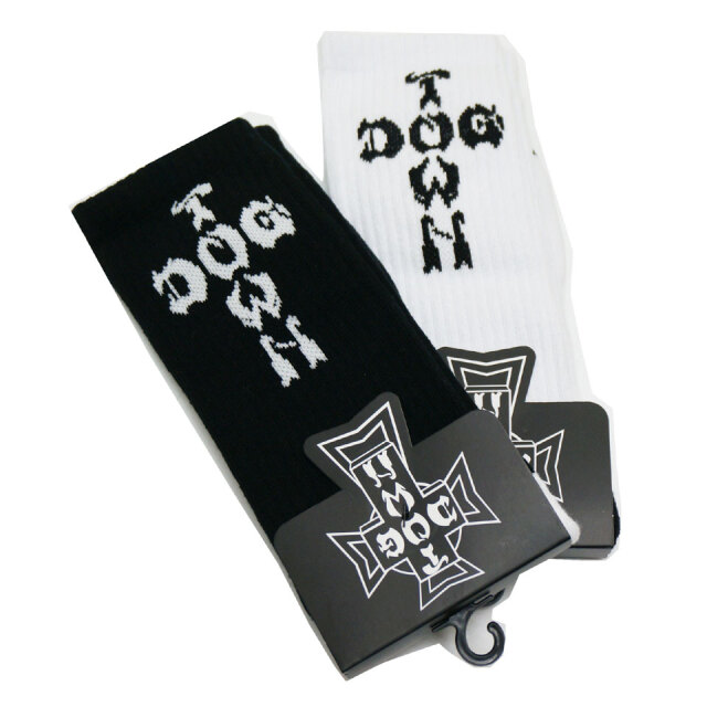 DOG TOWN ドッグタウン 靴下 LOGO CREW SOCKS ソックス ホワイト 白 ブラック 黒