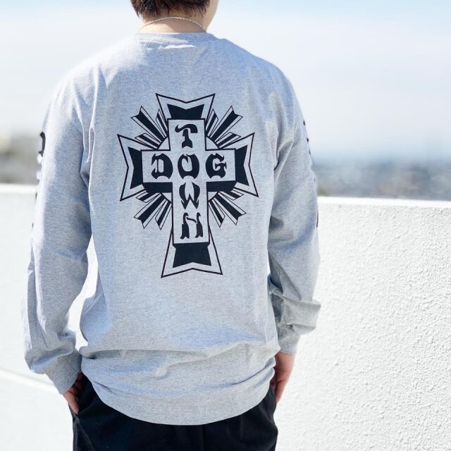 ドッグタウン DOG TOWN ロンT Tシャツ CROSS LOGO L/S Tee 定番 クロスロゴ 長袖 ヘザーグレー HEATHER GREY 灰色
