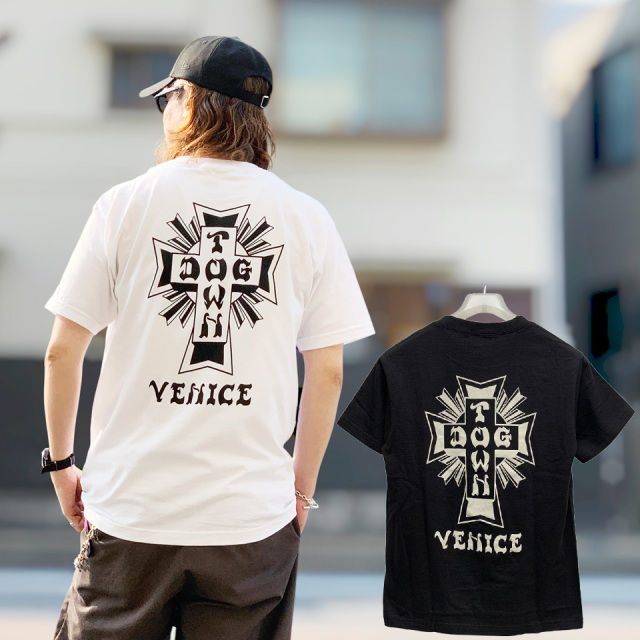 全2色 DOG TOWN ドッグタウン VENICE CROSS LOGO S/S Tee