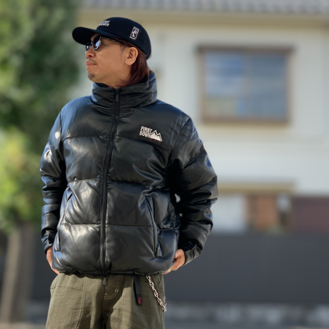 ファーストダウン FIRST DOWN PUレザーダウンジャケット BUBBLE DOWN JKT COLOR LEATHER F942002 ブラック 黒 BLACK