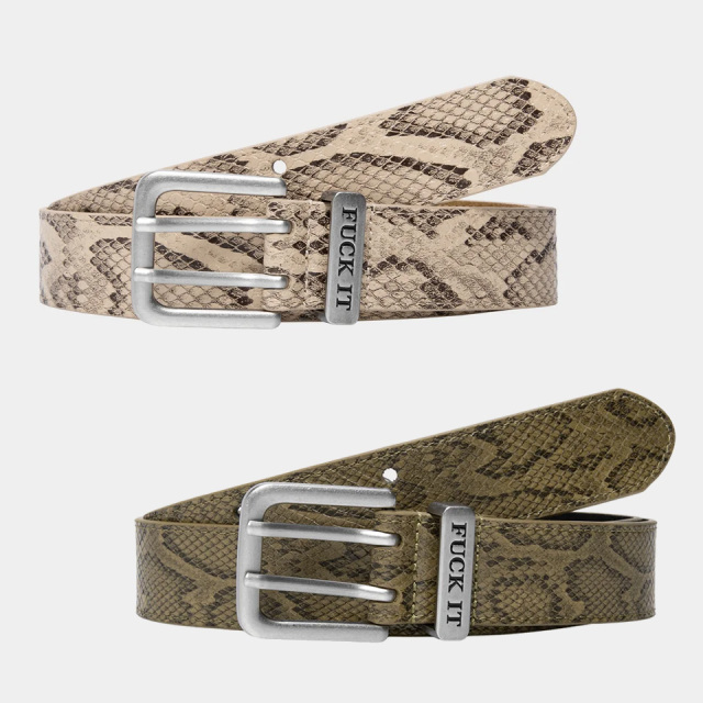 ハフ HUF ベルト FUCK IT SNAKESKIN BELT ヘビ柄 ブラウン グリーン AC01120FA25