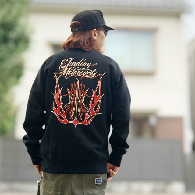 INDIAN MOTORCYCLE / PINSTRIPE PATTERN CREWSWEAT