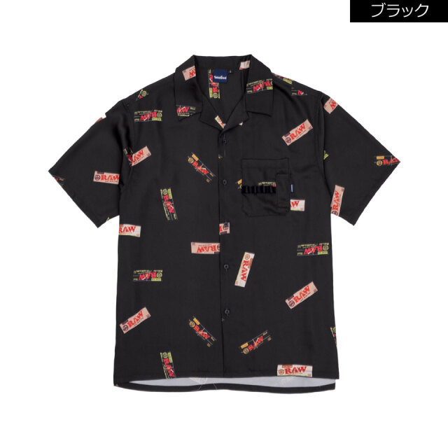 Interbreed RAWロゴ 半袖シャツ Lサイズ INTERBREED / RAW x INTERBREED “Papers Open Collar Shirt