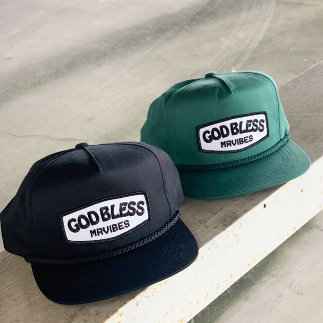 全2色 MRV by Mr.vibes スナップバックキャップ GOD BLESS SNAPBACK CAP 帽子 オリジナル ブラック グリーン