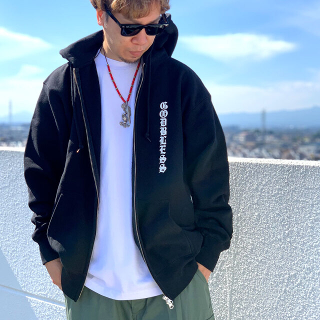 BlessÜ ブラック フード付きパーカー BLESSU パーカー logo hoodie