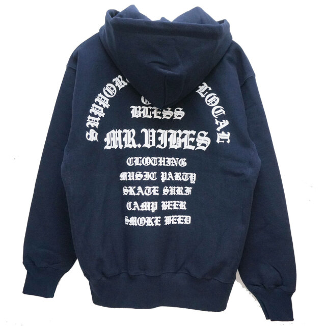 weeki weeki ネイビー フルジップパーカー VIP限定トレカ付 MRV / GOD BLESS ZIP HOODIE