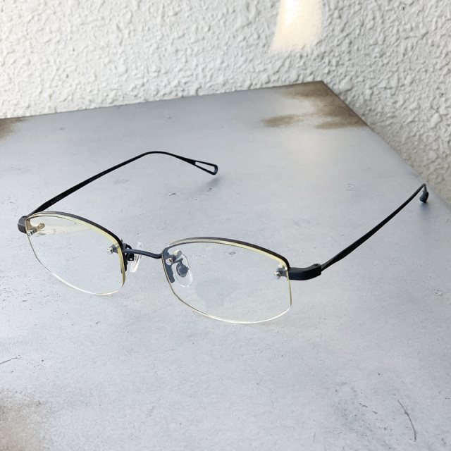 ニュー NEW. サングラス MORRIS C-3b メタルフレーム 眼鏡 ハーフリム SEMI MATTE BLACK (CLEAR LENS) ブラック